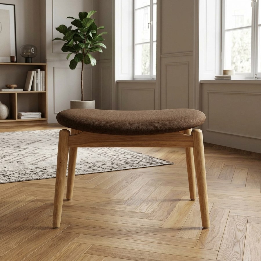 Olvera Fodskammel i 100% Massiv Egetræ og Polyester fra House Nordic | L43xB535xH38cm - Billede 3