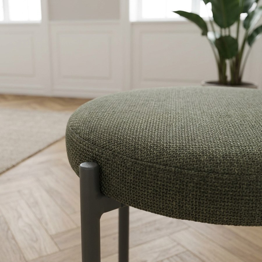 Pelican Taburet i Olivgrøn Stof med Stålben fra Unique Furniture | B43,5xH48xD43,5cm - Billede 3