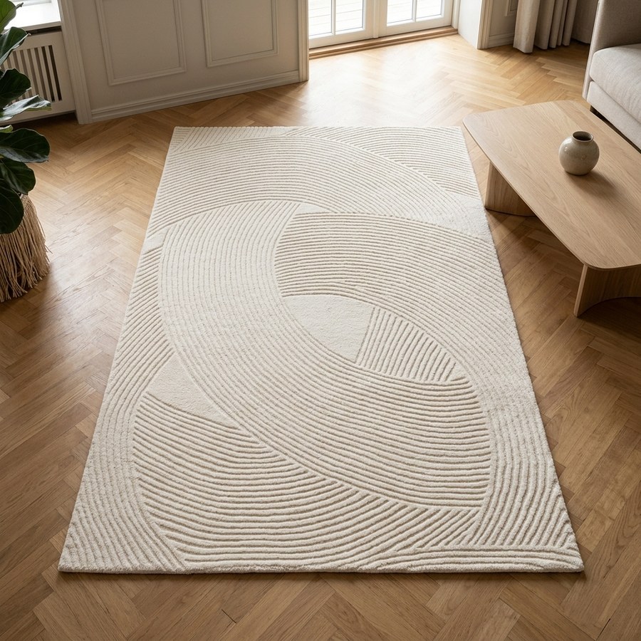 Pune Tæppe Råhvid Fra House Nordic | Håndtuftet Uld - 160x230 cm - Billede 3