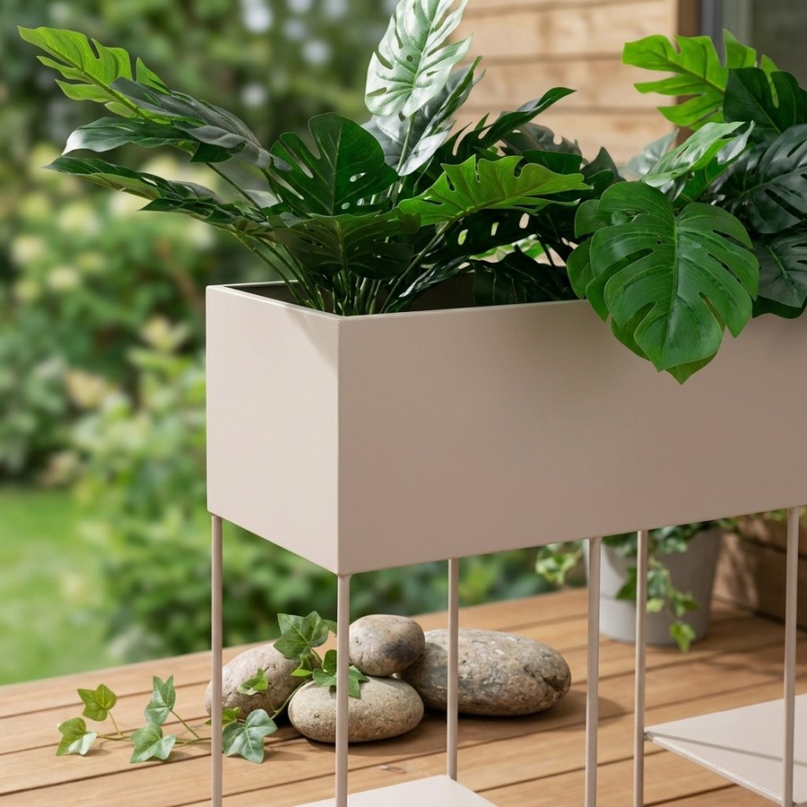 Rabo Plantekasse i Sandfarvet Stål med 3 Hylder Fra House Nordic | 25x60x80cm - Billede 3