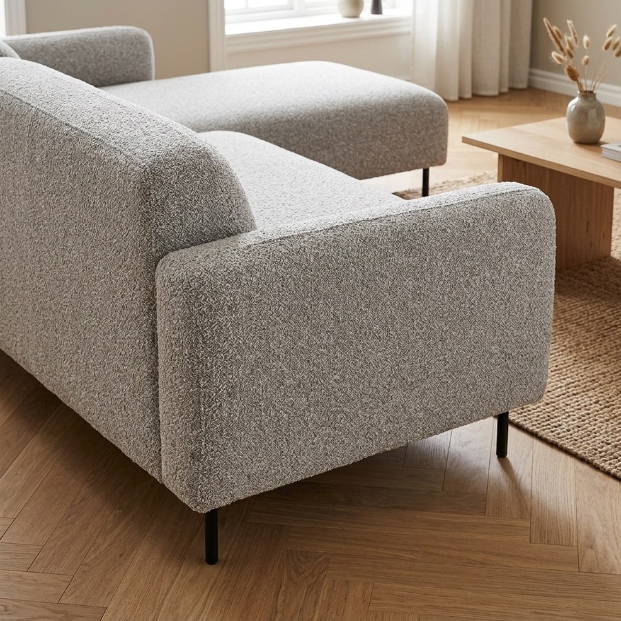 Salvador Højrevendt Loungesofa i Lysegrå Fra House Nordic | Bouclé - Billede 3
