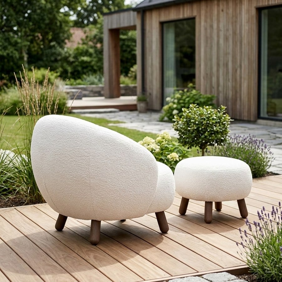 Savona Loungesæt med Loungestol og Puf i Hvid fra House Nordic | L80xB76xH68cm - Billede 3