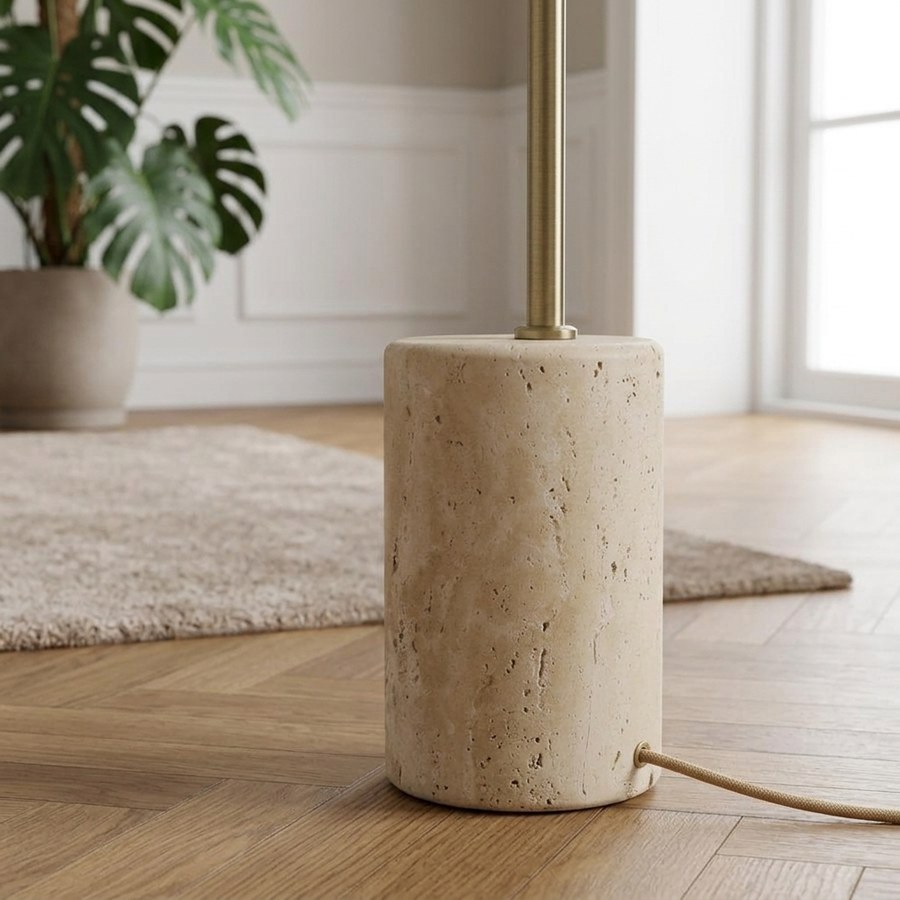 Sheffield Gulvlampe i Beige Marmor og Stål fra House Nordic | Ø40xH155cm - Billede 3
