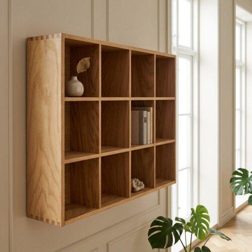 Soria Væghylde/ Sættekasse i 100% Massiv Egetræ og MDF med Egefiner fra House Nordic | B39xD11xH51cm - Billede 3