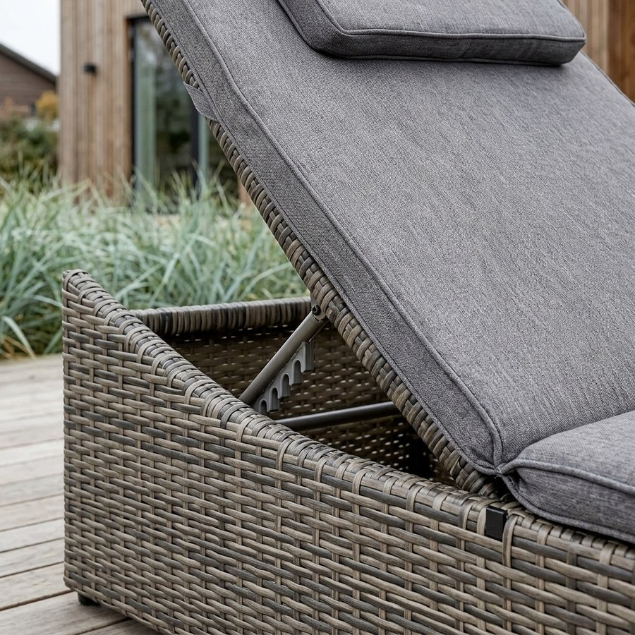 Split Solseng i Kubu grå Polyrattan Inklusiv Grå Polyester Hynde Fra House Nordic | 60x200x35/80 cm - Billede 3