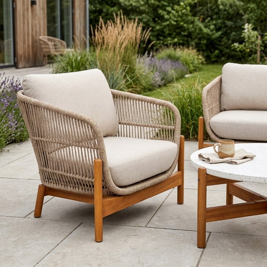 ai-miljoe-3-terracina-lounges-t-i-beige-hynder-og-flet-p-stel-af-massiv-acaciatr-fra-house-nordic-2-stole-1-sofa-1-bord-175846 Terracina Loungesæt i Beige hynder og flet på stel af Massiv Acaciatræ Fra House Nordic | 2 Stole + 1 Sofa + 1 Bord - Billede 3