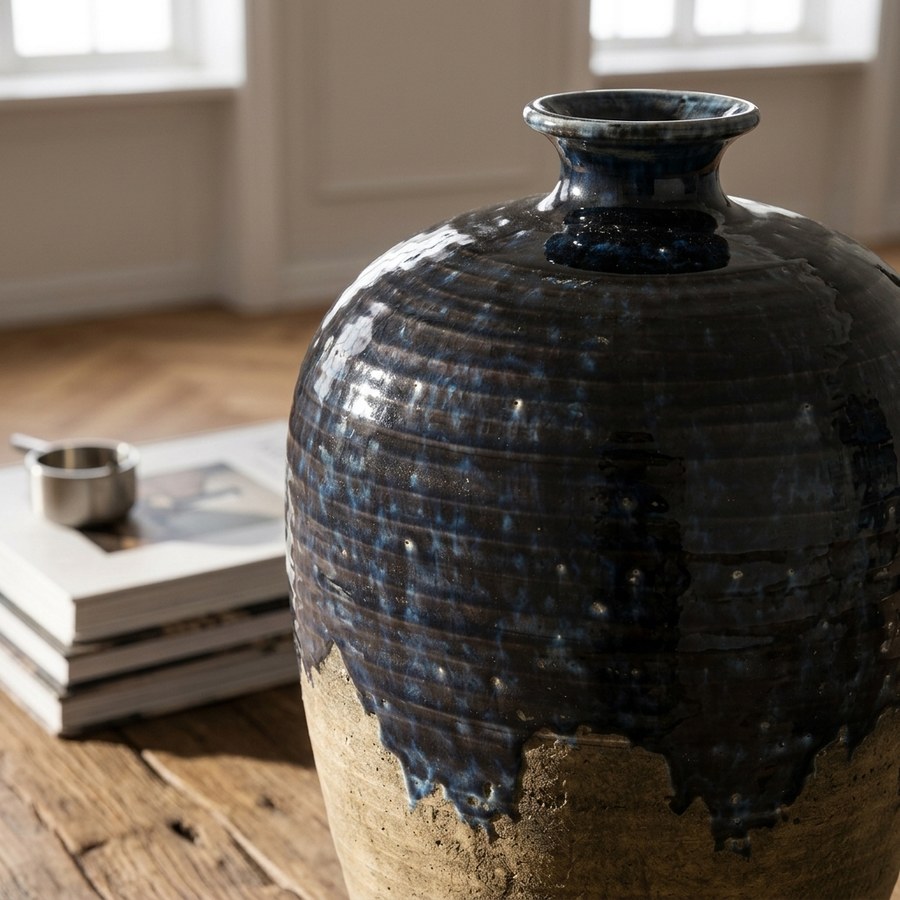 Vase Vase i Mørkeblå Keramik fra House Nordic | Ø27x44,5 cm - Billede 3