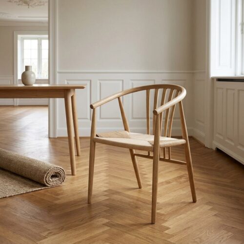 Agustin Spisebordsstol i Natur Egetræ med Naturflet fra House Nordic | B57xL52xH78 cm - Billede 1