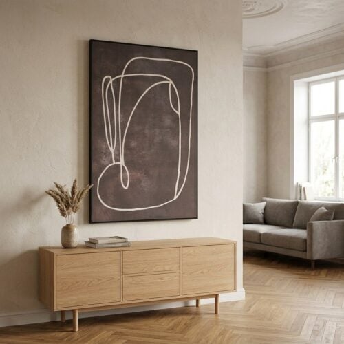 Apia Lærredsprint i Mørkebrun Polyester fra House Nordic | B80xD3,5xH120 cm - Billede 1