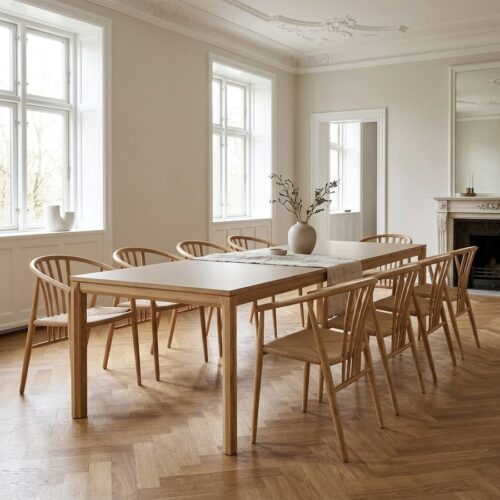 Bowen Spisebordssæt med Agustin Spisebordsstole i Natur Egetræ fra House Nordic | 10 Stole & 1 Bord - Billede 1