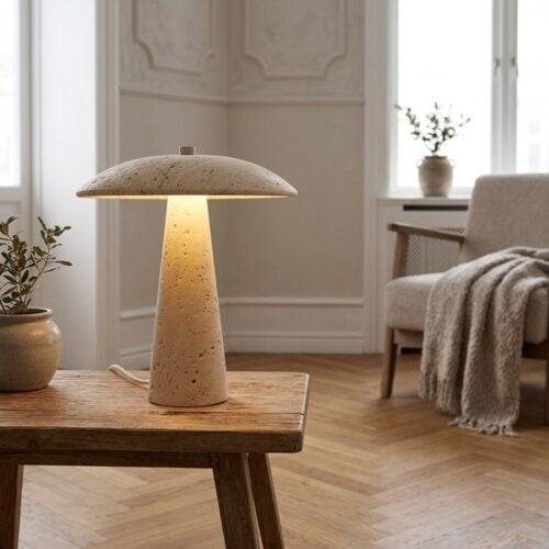 Consett Bordlampe i Natur Travertin fra House Nordic | Ø23xH25,5 cm - Billede 1