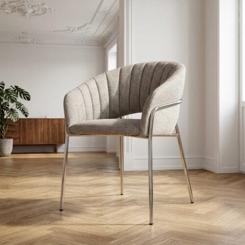 Costa Spisebordsstol i Lysegr&aring; Stof & Ben i Krom St&aring;l fra House Nordic | B60xD56xH80 cm - Billede 1