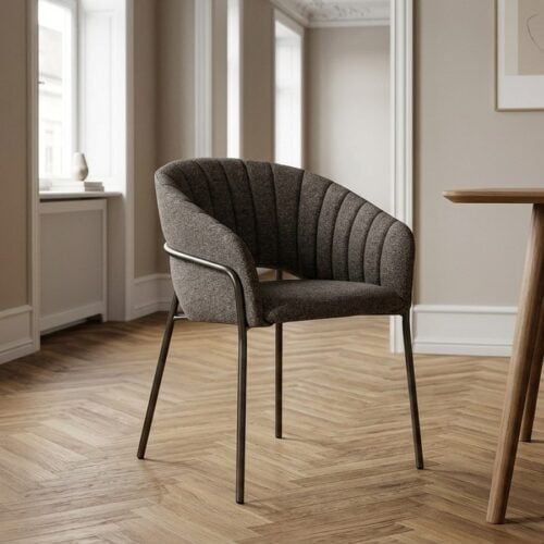 Costa Spisebordsstol i M&oslash;rkegr&aring; Stof & Ben i Gunmetal Gr&aring; St&aring;l fra House Nordic | B60xL56xH80 cm - Billede 1