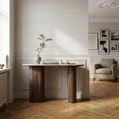 Delphi Konsolbord i Travertin/Mørkebrun Keramik & MDF fra House Nordic | L40xB120xH78 cm - Billede 1
