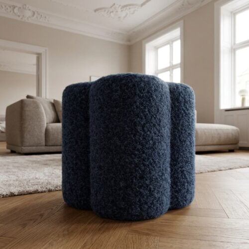 Durban Puf i Bl&aring; Polyester fra House Nordic | &Oslash;42xH38 cm - Billede 1