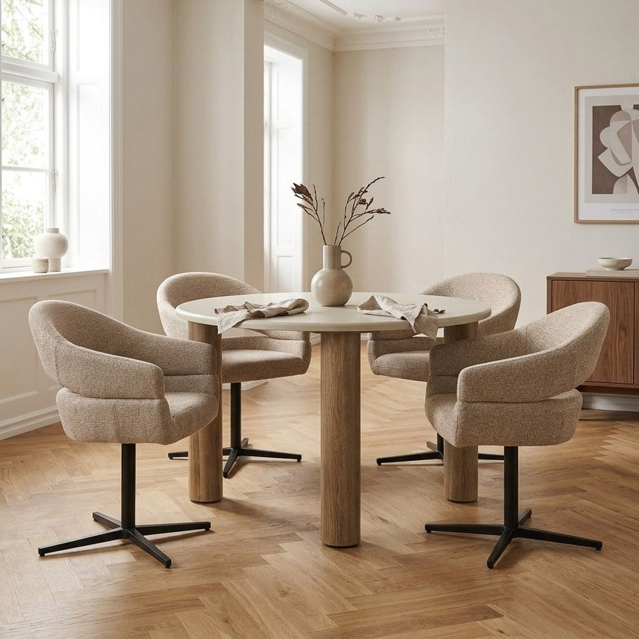 ai-miljoe-web-1-fondi-spisebordss-t-med-dover-spisebordsstole-i-sand-brun-cement-stof Fondi Spisebordssæt med Dover Spisebordsstole i Sand/Brun Cement & Stof fra House Nordic | 4 Stole & 1 Bord - Billede 1