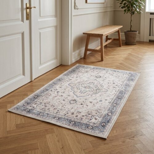 Havana Dørmåtte i Off White/Beige/Støvet Blå Polyester fra House Nordic | L80xB50 cm - Billede 1