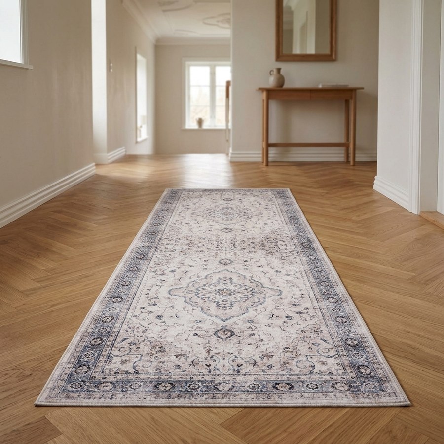 ai-miljoe-web-1-havana-l-ber-i-off-white-beige-st-vet-bl-polyester-fra-house-nordic-b8 Havana Løber i Off White/Beige/Støvet Blå Polyester fra House Nordic | B80xL200 cm - Billede 1
