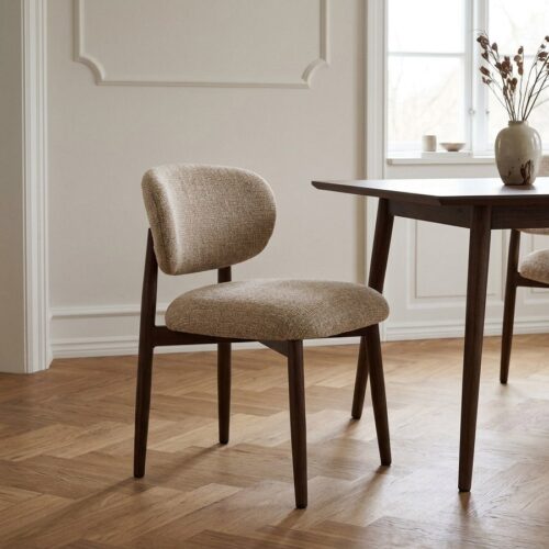 Isola Spisebordsstol i Lysebrun Polyester & Ben i Mørkebrun Metal fra House Nordic | B58xD90xH53 cm - Billede 1