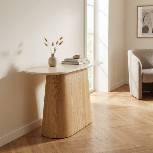 Larvik Konsolbord i Off-White Granit & Natur Asketræ fra House Nordic | B130xD40xH78 cm - Billede 1