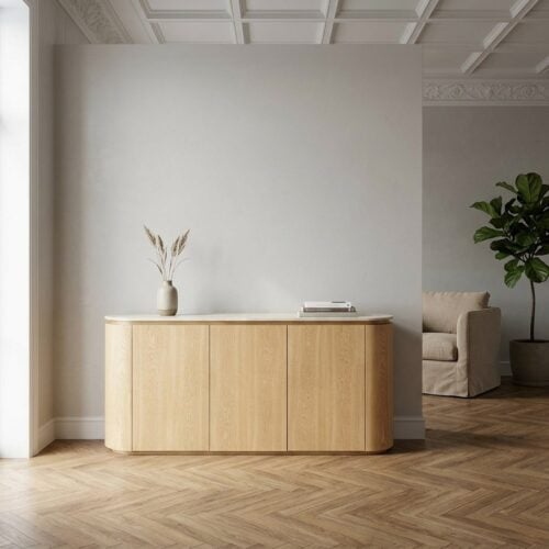 Larvik Sk&aelig;nk i Natur Asketr&aelig; & Off-White Granit fra House Nordic | B180xD40xH85 cm - Billede 1