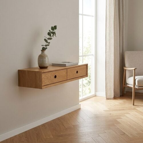 Luzern Væghængt Kommode i Egetræ med 2 Skuffer fra House Nordic | B80xD25xH15 cm - Billede 1