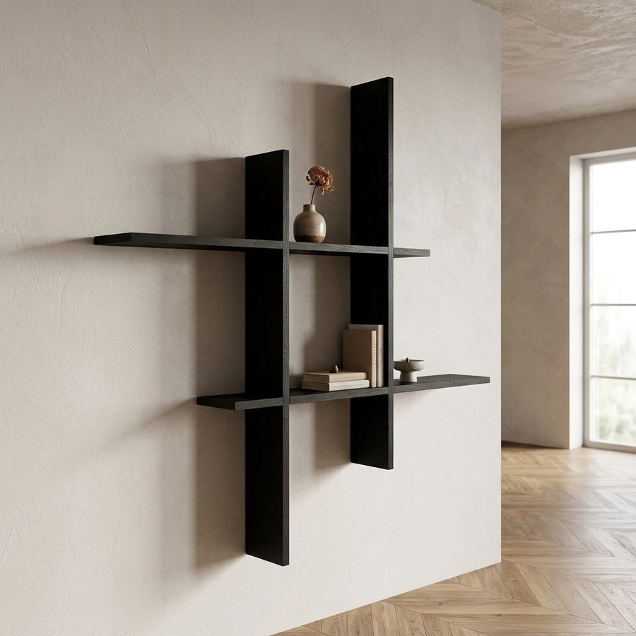 ai-miljoe-web-1-mostar-v-ghylde-i-sort-fyrretr-fra-house-nordic-b86xd10xh38-cm Mostar Væghylde i Sort Fyrretræ fra House Nordic | B86xD10xH38 cm - Billede 1