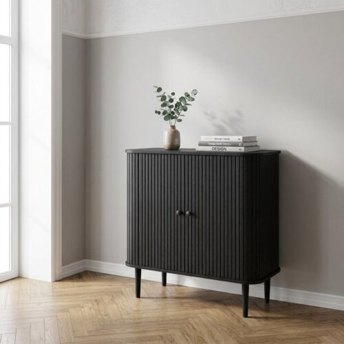 Nikko Skænk i Sort MDF & Fyrretræ med 2 Låger fra House Nordic | L80xB40xH87 cm - Billede 1