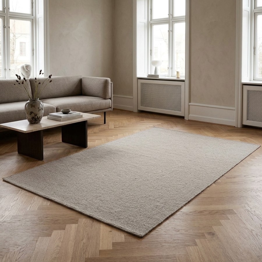ai-miljoe-web-1-nila-gulvt-ppe-i-m-rk-sand-uld-fra-house-nordic-b160xl230-cm Nila Gulvtæppe i Mørk Sand Uld fra House Nordic | B160xL230 cm - Billede 1