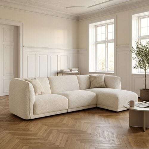Noor H&oslash;jrevendt Loungesofa i Off-White Polyester med 2 Puder fra House Nordic | B276xL94-166xH75 cm - Billede 1