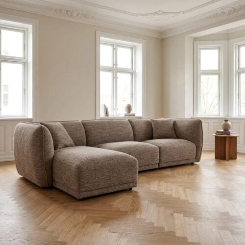 Noor Venstrevendt Loungesofa i Brun Polyester med 2 Puder fra House Nordic | B276xL94-166xH75 cm - Billede 1