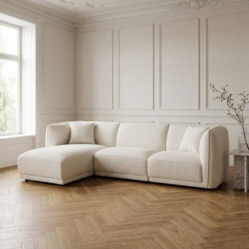 Noor Venstrevendt Loungesofa i Off-White Polyester med 2 Puder fra House Nordic | B276xL94-166xH75 cm - Billede 1