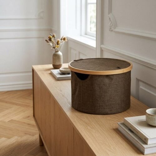 Noto Kurv i Brun Bambus & Polyester fra House Nordic | Ø30xH20 cm - Billede 1