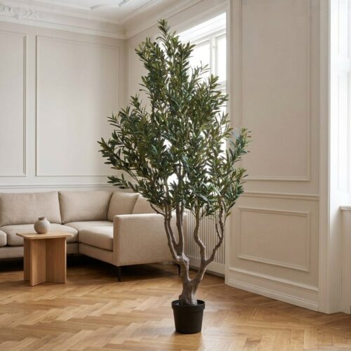Oliventræ Kunstig Plante i Grøn PE Plastik fra House Nordic | L110xB100xH220 cm - Billede 1