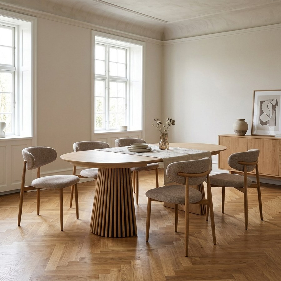ai-miljoe-web-1-osaka-spisebordss-t-med-levanto-spisebordsstole-i-natur-egetr-sand-pol Osaka Spisebordssæt med Levanto Spisebordsstole i Natur Egetræ & Sand Polyester fra House Nordic | 6 Stole & 1 Bord - Billede 1