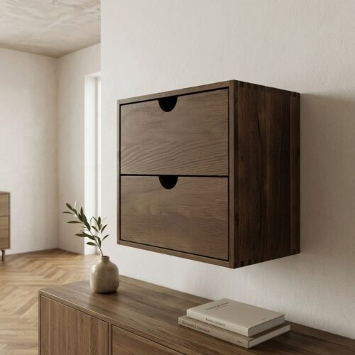 Townsville Væghylde i Mørkebrun Egetræ med Skuffer fra House Nordic | B30xD18xH30 cm - Billede 1