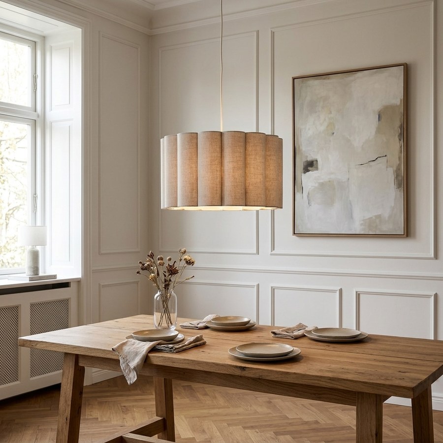 ai-miljoe-web-1-watton-pendel-i-beige-gr-linen-st-l-fra-house-nordic-45xh25-cm-2 Watton Pendel i Beige/Grå Linen & Stål fra House Nordic | Ø45xH25 cm - Billede 1