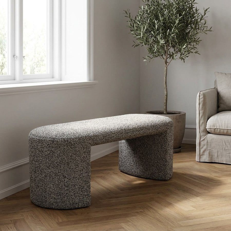 Westport Bænk i Sort/Hvid Bouclé fra House Nordic | B120xL45xH44 cm - Billede 1
