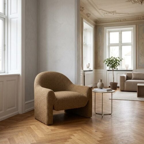 Zahara Loungestol i Gyldenbrun Polyester fra House Nordic | B85,5xL81xH74,5 cm - Billede 1