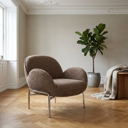 Zomba Loungestol i Brun Polyester & Ben i Krom Metal fra House Nordic | B79xL79,5xH77 cm - Billede 1