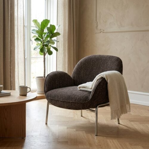 Zomba Loungestol i Brun Polyester & Ben i Krom Metal fra House Nordic | B79xL79,5xH77 cm - Billede 1