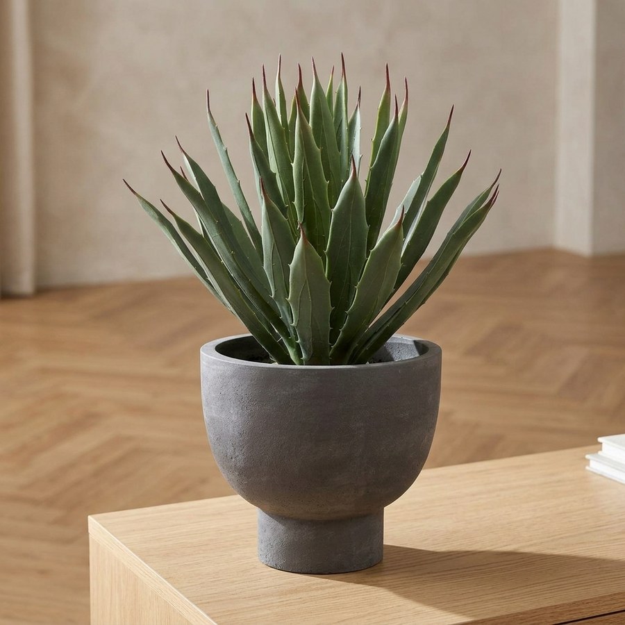 Agave Kunstig Plante i Grøn/Grå PE Plastik med Potte fra House Nordic | L32xB31xH41 cm - Billede 2