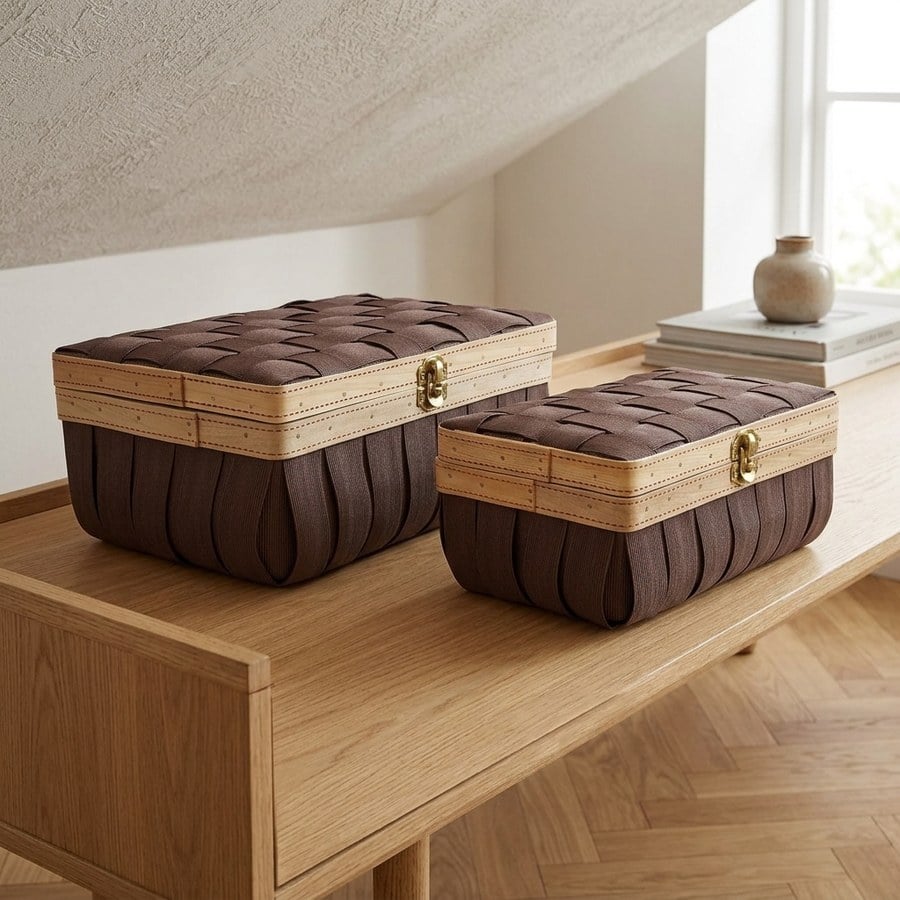 Ambon Kurve i Brun Polyester & Fyrretræ fra House Nordic | 2 Kurve - Billede 2