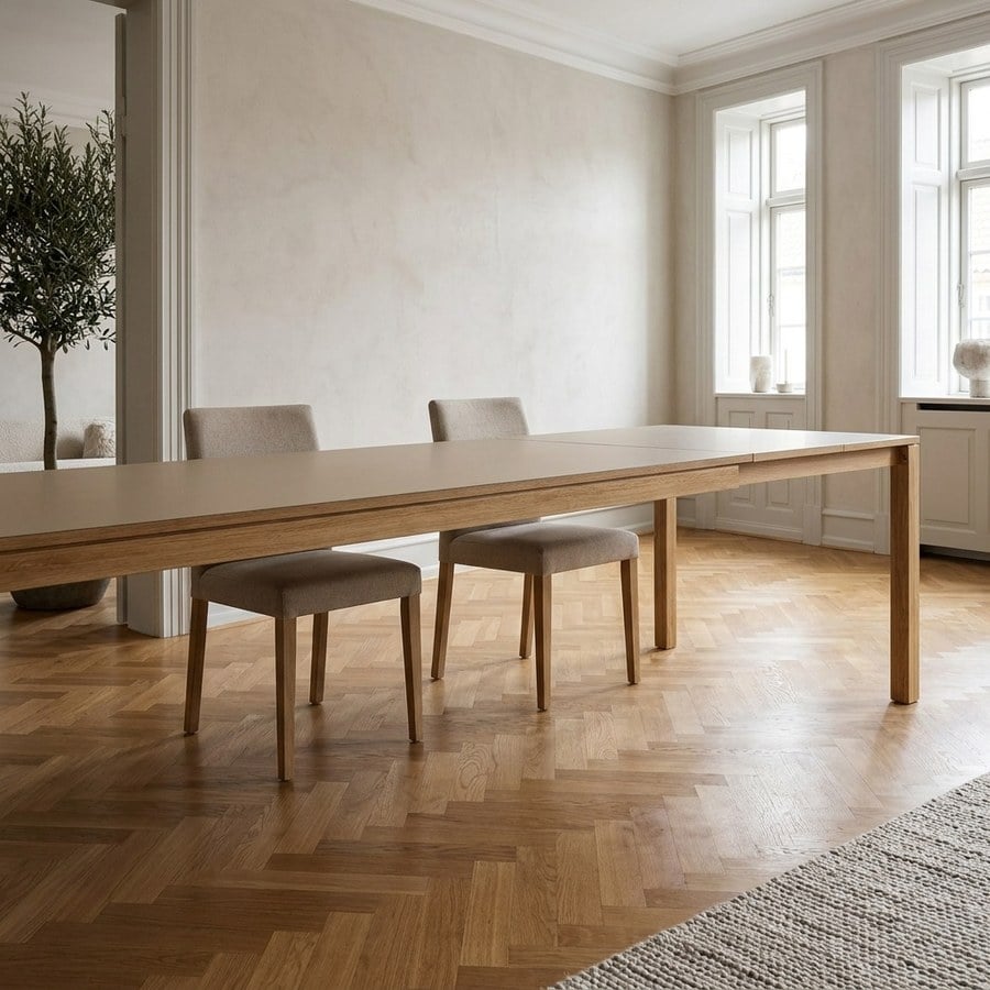 Bowen Spisebord i Natur/Mørk Sand Egetræ med 2 Tillægsplader fra House Nordic | L220-270-320xB100xH75 cm - Billede 2