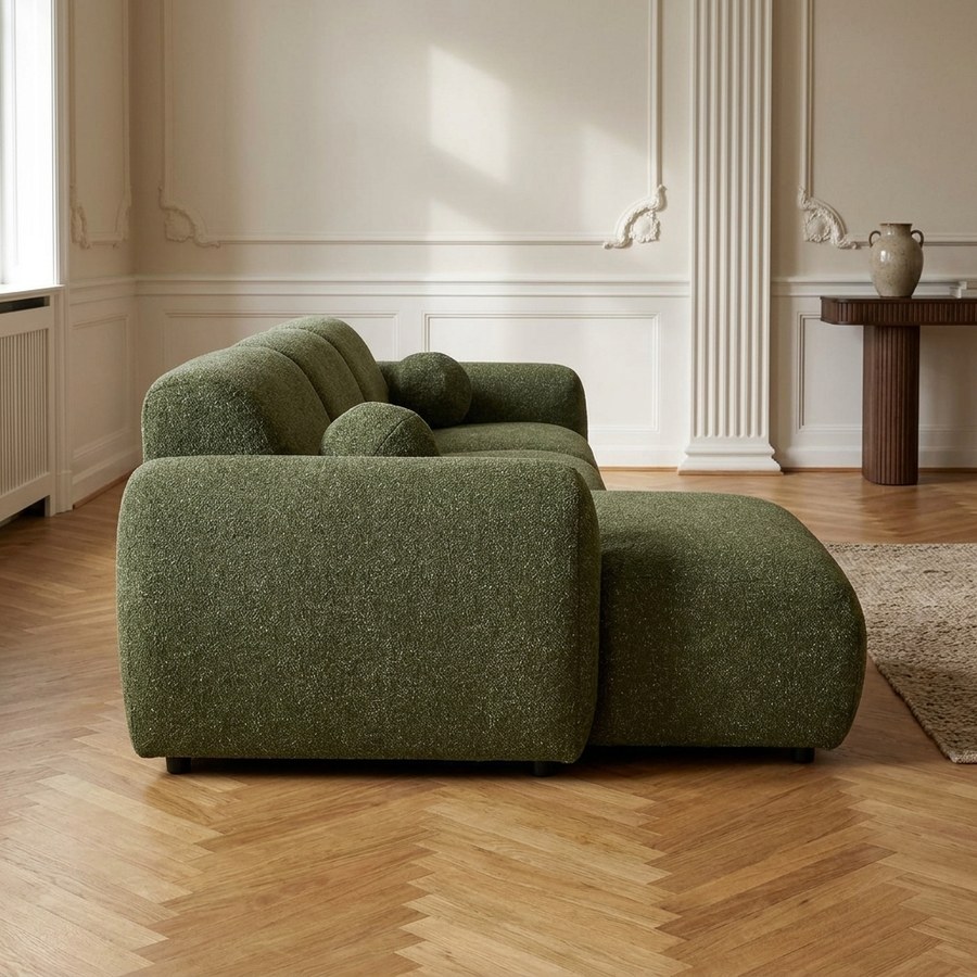 ai-miljoe-web-2-clyde-loungesofa-venstrevendt-i-olivengr-n-polyester-med-puder-fra-hou Clyde Loungesofa Venstrevendt i Olivengrøn Polyester med Puder fra House Nordic | B300xL109-177xH75 cm - Billede 2