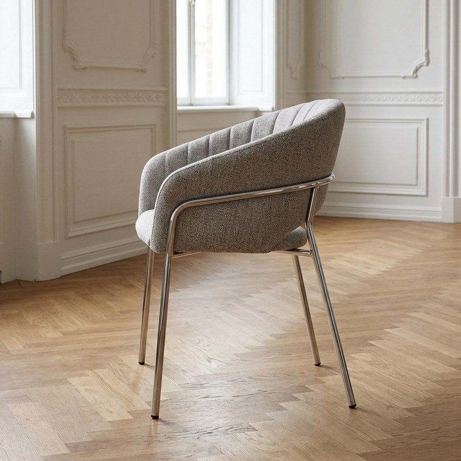 Costa Spisebordsstol i Lysegrå Stof & Ben i Krom Stål fra House Nordic | B60xD56xH80 cm - Billede 2