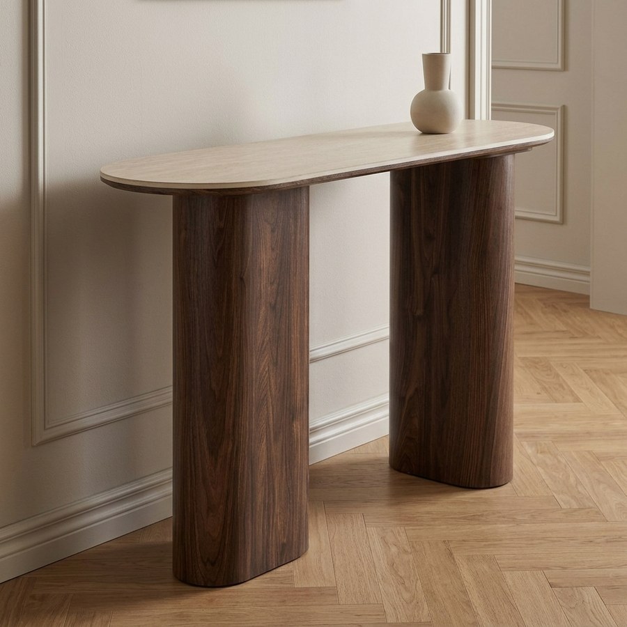 ai-miljoe-web-2-delphi-konsolbord-i-travertin-m-rkebrun-keramik-mdf-fra-house-nordic-l Delphi Konsolbord i Travertin/Mørkebrun Keramik & MDF fra House Nordic | L40xB120xH78 cm - Billede 2