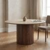 ai-miljoe-web-2-delphi-spisebord-i-travertin-keramik-stel-i-m-rkebrun-mdf-fra-house-no-1 Delphi Spisebord i Travertin Keramik & Stel i Mørkebrun MDF fra House Nordic | Ø140xH76 cm - Billede 2
