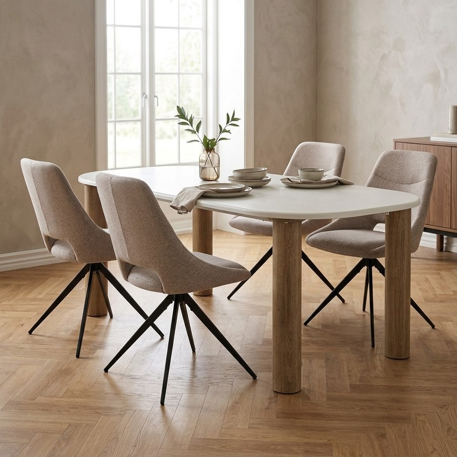 ai-miljoe-web-2-fondi-spisebordss-t-med-dokka-spisebordsstole-i-sand-brun-cement-stof Fondi Spisebordssæt med Dokka Spisebordsstole i Sand/Brun Cement & Stof fra House Nordic | 6 Stole & 1 Bord - Billede 2