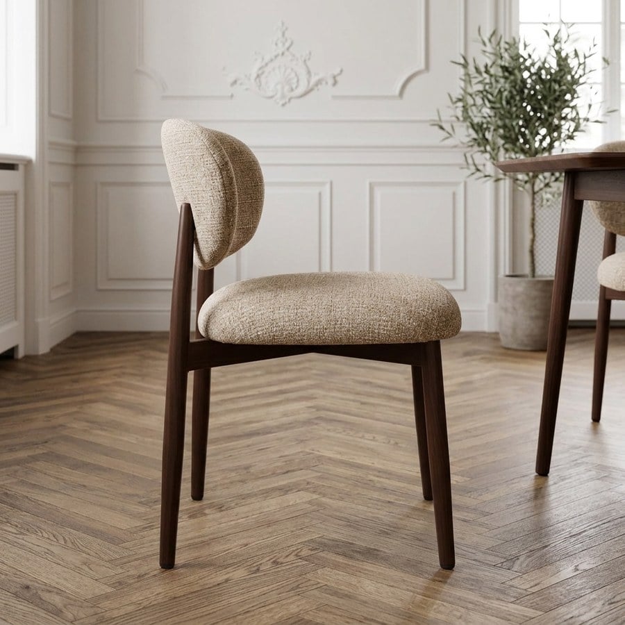 ai-miljoe-web-2-isola-spisebordsstol-i-lysebrun-polyester-ben-i-m-rkebrun-metal-fra-ho Isola Spisebordsstol i Lysebrun Polyester & Ben i Mørkebrun Metal fra House Nordic | B58xD90xH53 cm - Billede 2